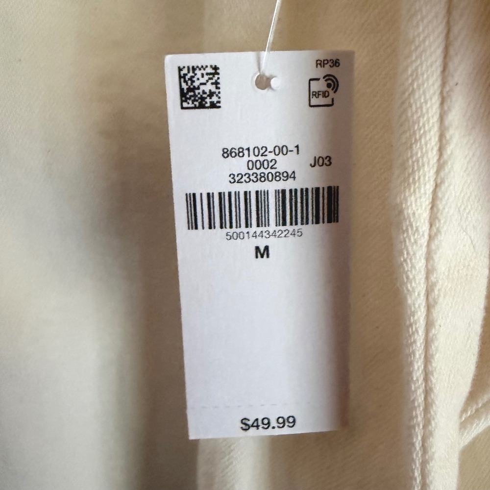NWT Old Navy Tunic Dress Ivory Cotton Denim Twill Long Sleeve Split Neck Medium - Picture 4 of 7